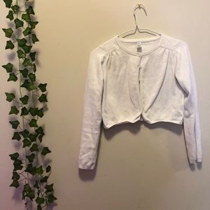 y2k button up white long sleeve shrug
